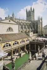 Roman Baths with Abbey in background