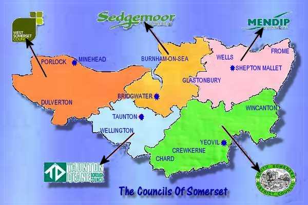 Map Of
                    Somerset Councils